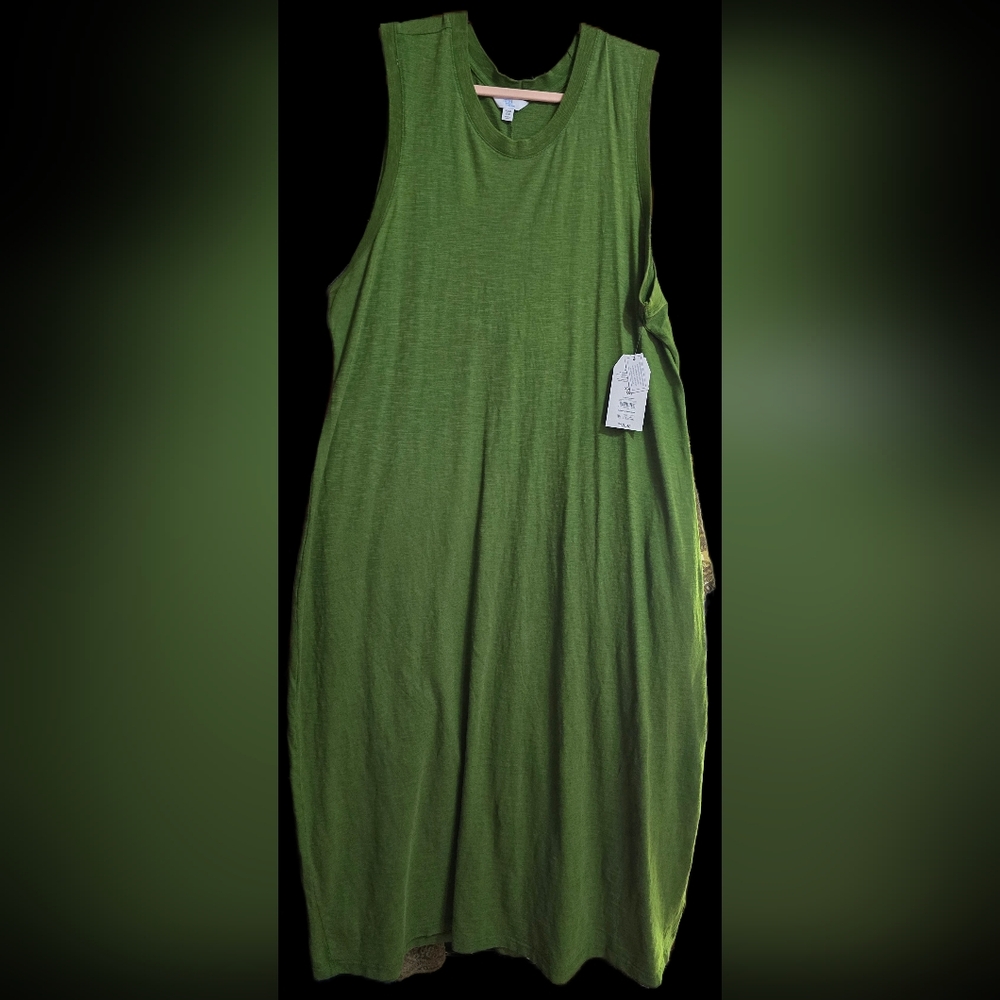 TWO For One Time and Tru Olive Green/ White/black Stripe Maxi Dresses.